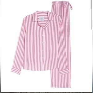 Rails Pink and White Striped Long Sleeve Pajama / Lounge Set - Medium